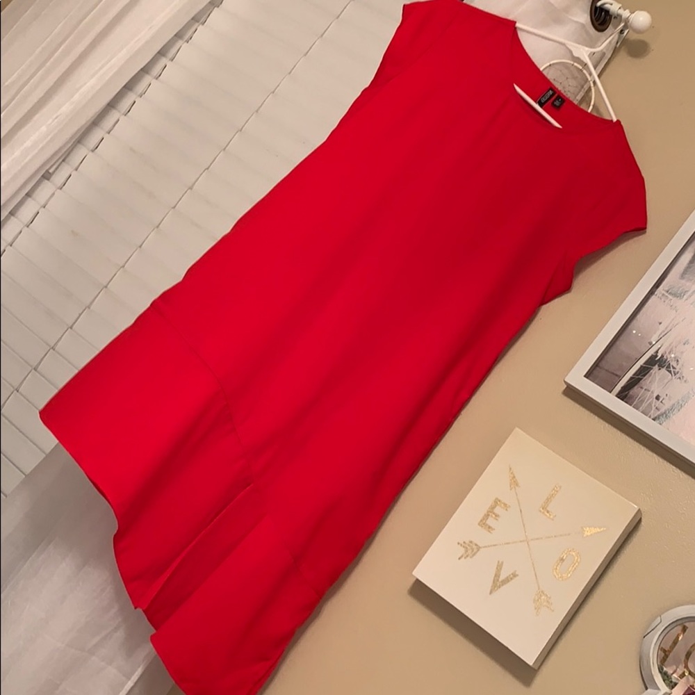 Red asymmetrical dress